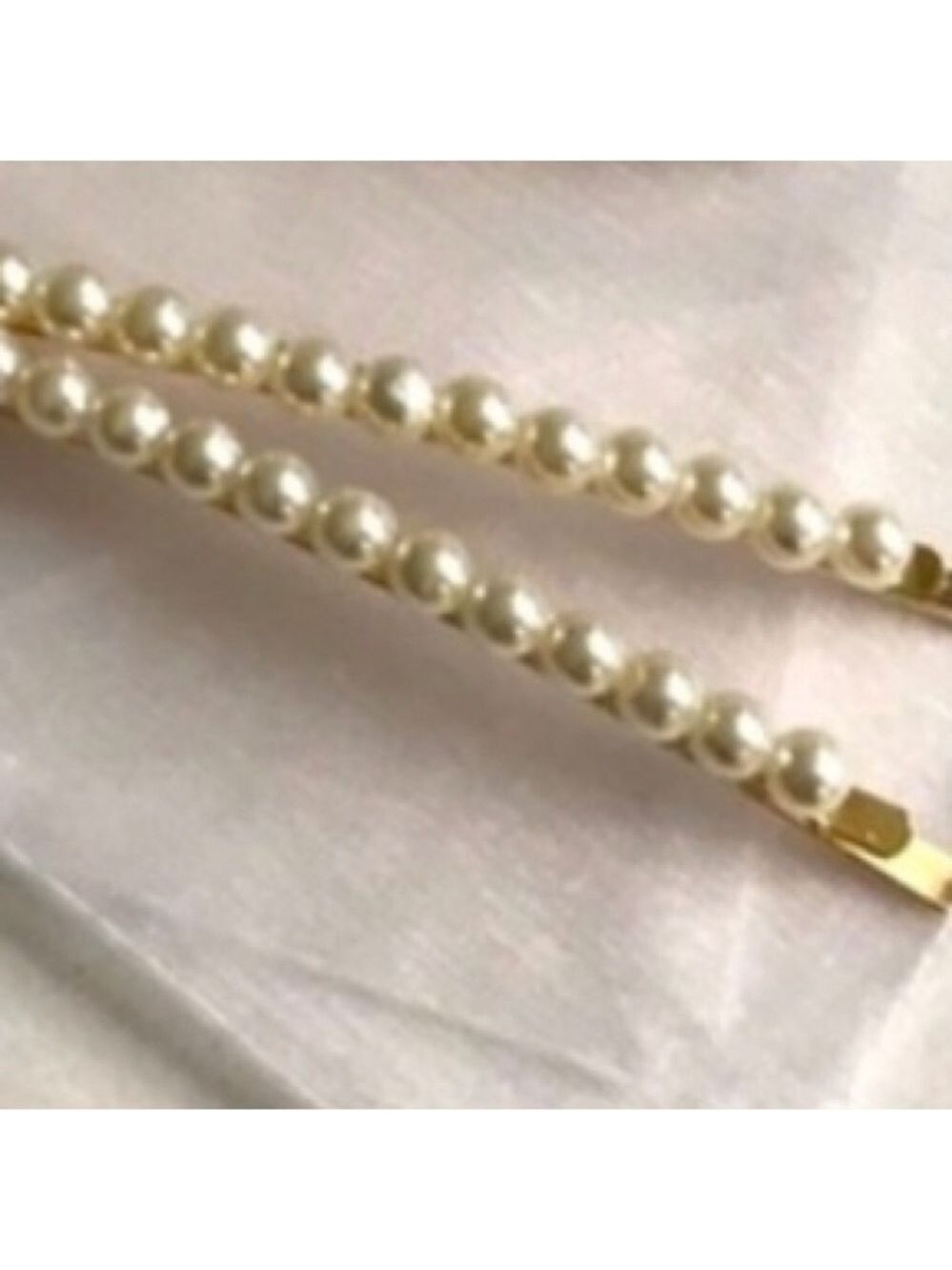 Gold Bobby Pins Ivory Pearl Embellished Pair - Picture 5 of 8